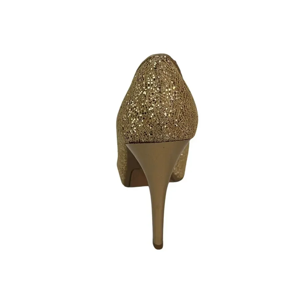 Carlos by Carlos Santana Love Gold Glitter Pumps Heels Size 8.5M Preowned in Box